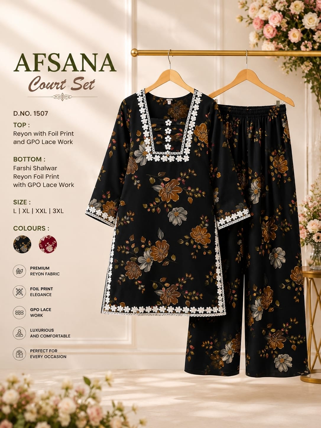 Sachi Pakistani Afsana Reyon Co Ord Set Supplier India