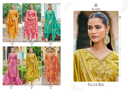 Sachi Silk Sunrise Muslin Silk Pant Style Suits Exporter