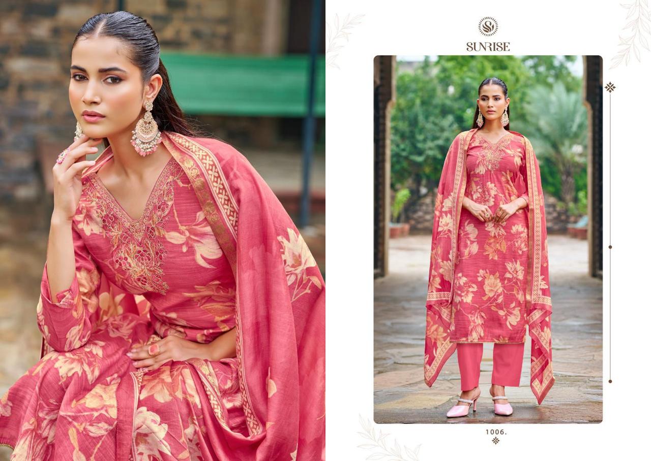 Sachi Silk Sunrise Muslin Silk Pant Style Suits Exporter