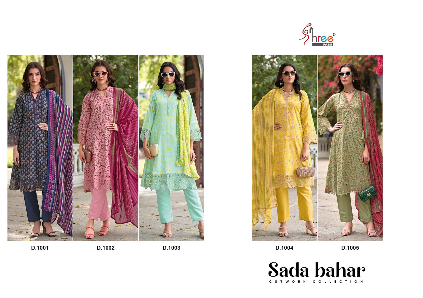 Sada Bahar Cut Work Collection Shree Fabs Cotton Pakistani Patch Work Suits Wholesaler