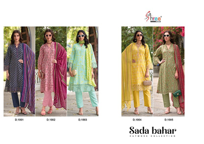 Sada Bahar Cut Work Collection Shree Fabs Cotton Pakistani Patch Work Suits Wholesaler