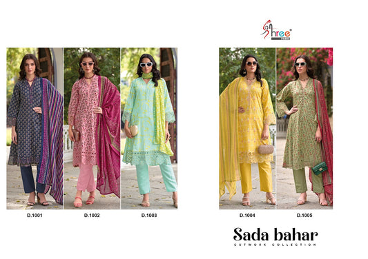 Sada Bahar Cut Work Collection Shree Fabs Cotton Pakistani Patch Work Suits Wholesaler