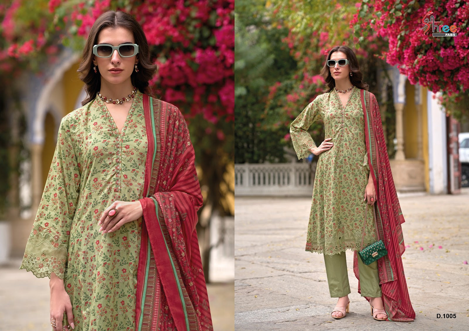 Sada Bahar Cut Work Collection Shree Fabs Cotton Pakistani Patch Work Suits Wholesaler