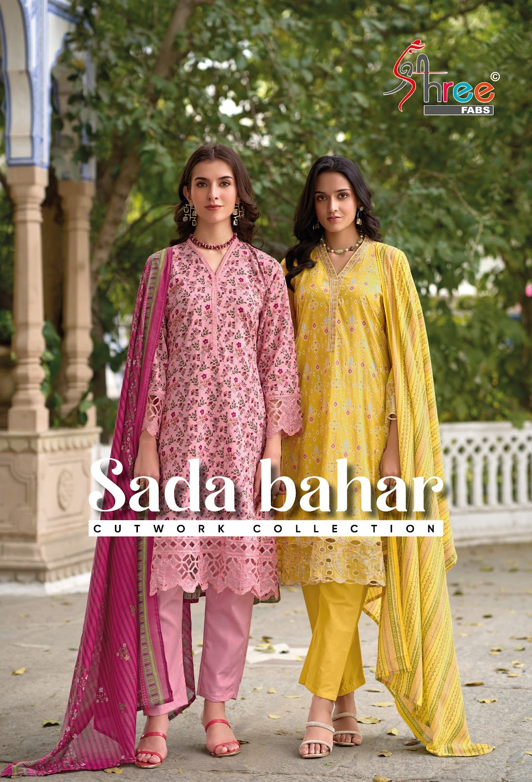 Sada Bahar Cut Work Collection Shree Fabs Cotton Pakistani Patch Work Suits Wholesaler