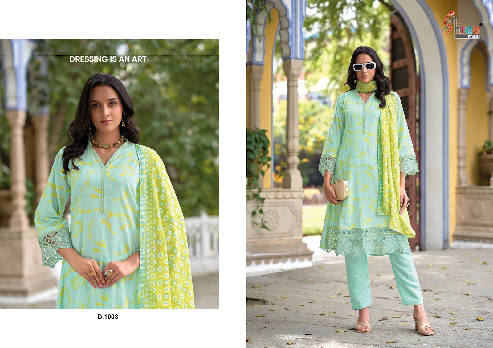 Sada Bahar Cut Work Collection Shree Fabs Cotton Pakistani Patch Work Suits Wholesaler