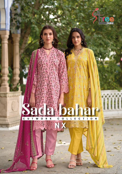 Sada Bahar Cutwork Collection Nx Shree Fabs Pure Cotton Pakistani Salwar Suits Exporter Ahmedabad