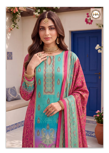 Sada Bahar Harshit Fashion Twill Pashmina Suits Wholesale
