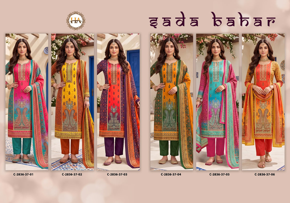 Sada Bahar Harshit Fashion Twill Pashmina Suits Wholesale