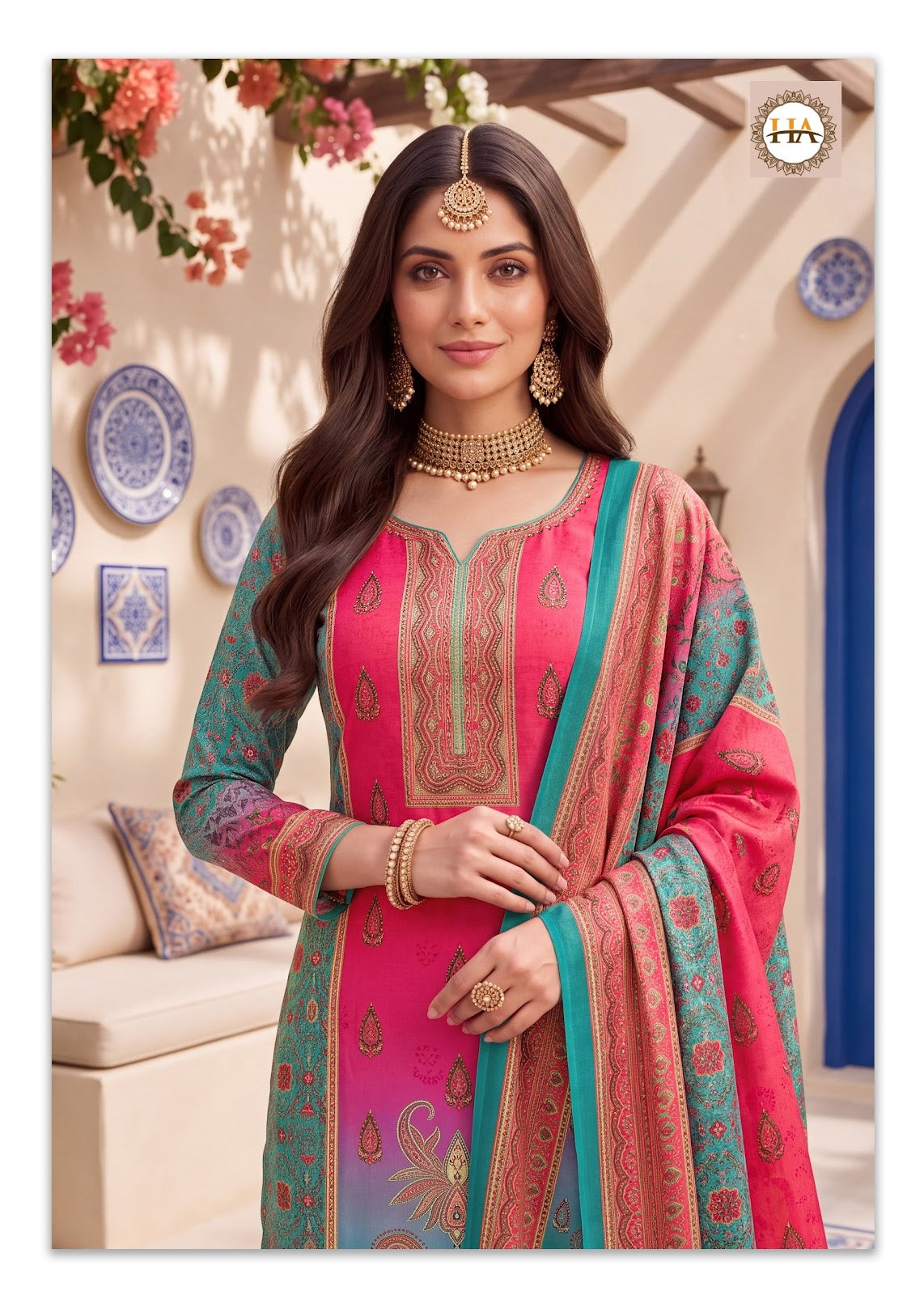 Sada Bahar Harshit Fashion Twill Pashmina Suits Wholesale