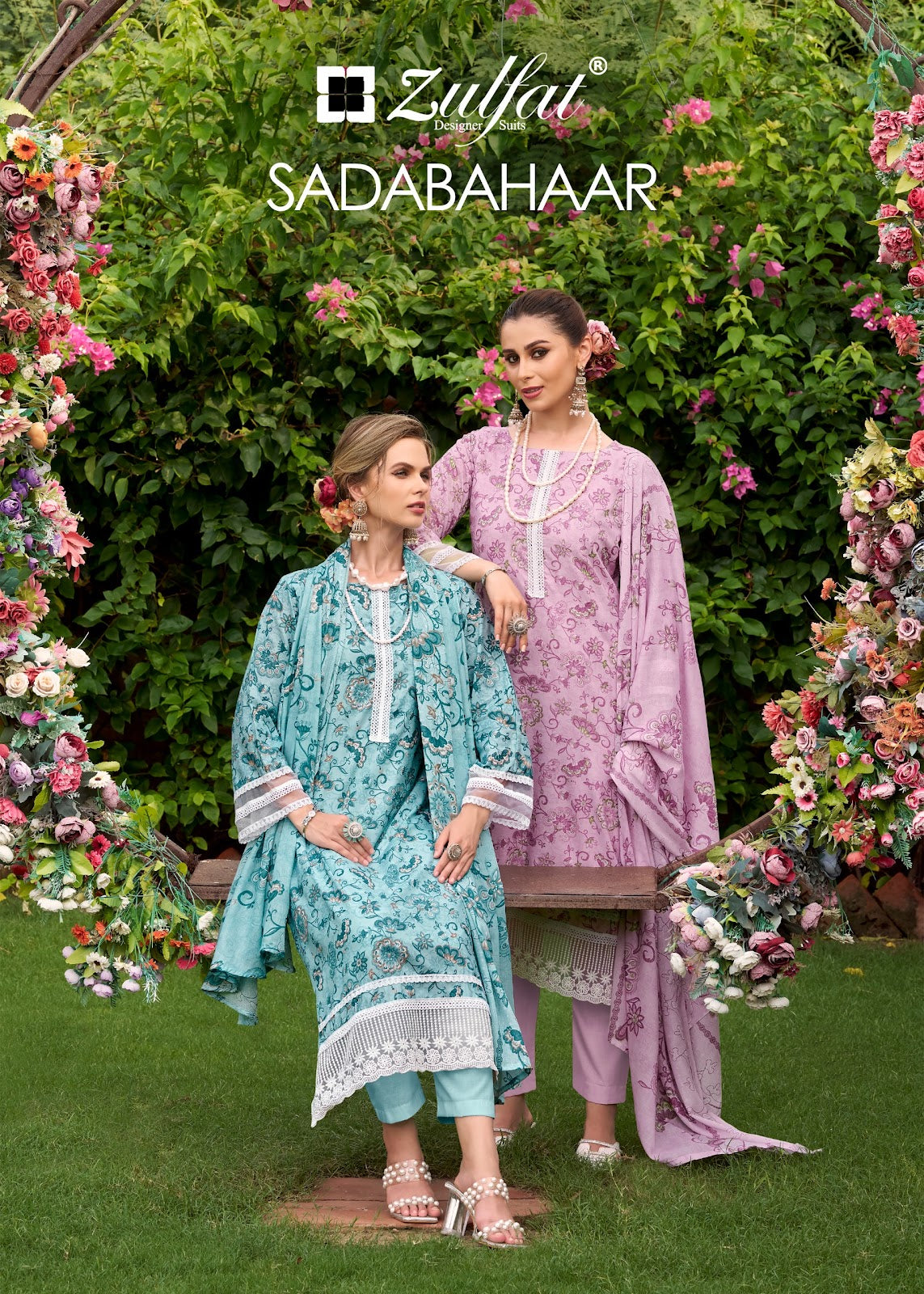 Sadabahaar Zulfat Designer Cotton Karachi Salwar Suits Exporter