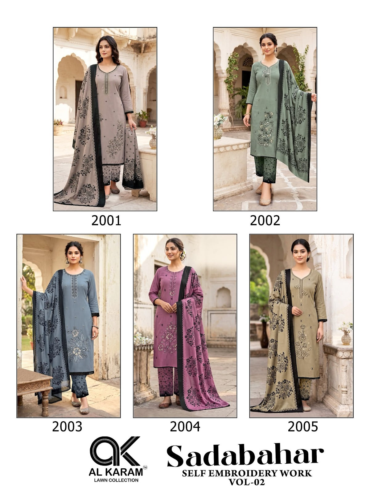 Sadabahar Vol 2 Al Karam Rayon Karachi Salwar Suits Exporter Gujarat
