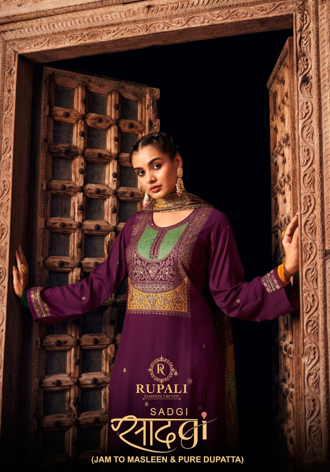 Sadgi Rupali Jaam Satin Pant Style Suits Supplier Ahmedabad