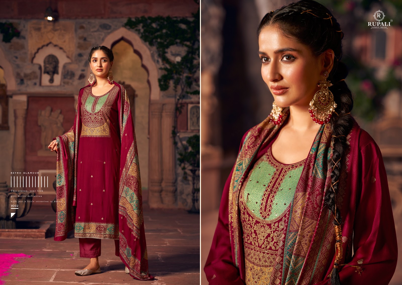 Sadgi Rupali Jaam Satin Pant Style Suits Supplier Ahmedabad