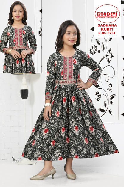 Sadhana Dn 8761 Dt Devi Rayon Girls Kurti Wholesaler Ahmedabad