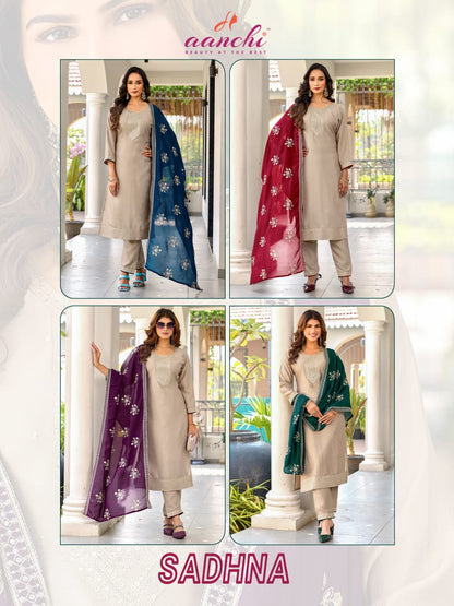 Sadhna Aanchi Vichitra Silk Readymade Pant Style Suits Supplier Gujarat