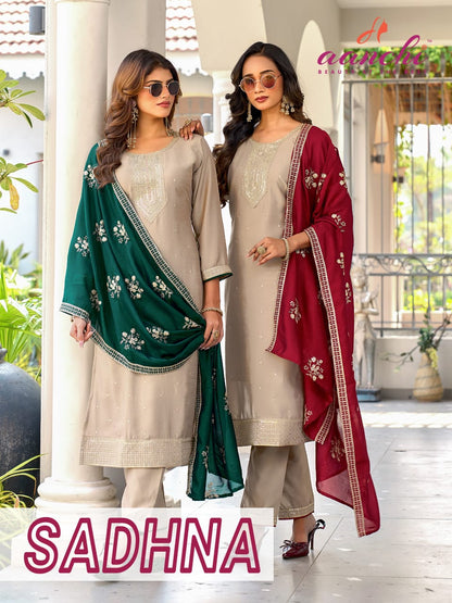 Sadhna Aanchi Vichitra Silk Readymade Pant Style Suits Supplier Gujarat