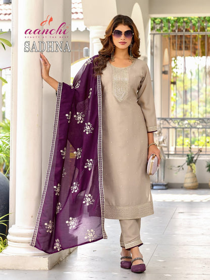 Sadhna Aanchi Vichitra Silk Readymade Pant Style Suits Supplier Gujarat
