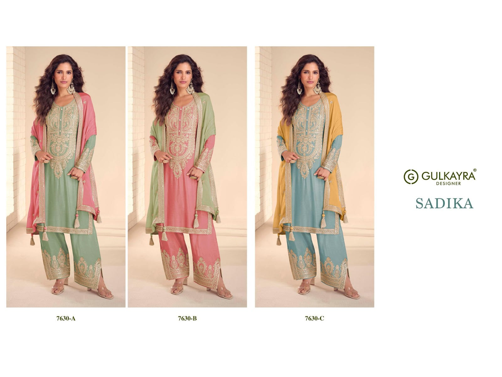 Sadika Gulkayra Designer Chinnon Readymade Suits Exporter Ahmedabad