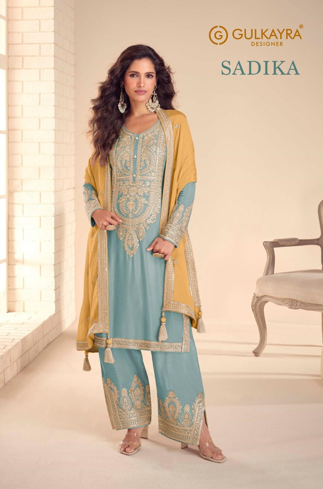 Sadika Gulkayra Designer Chinnon Readymade Suits Exporter Ahmedabad