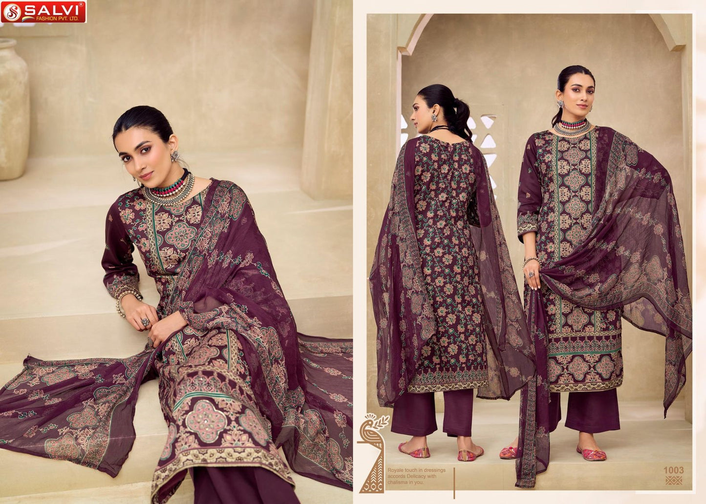 Sadika Salvi Fashion Jam Silk Pant Style Suits Supplier India