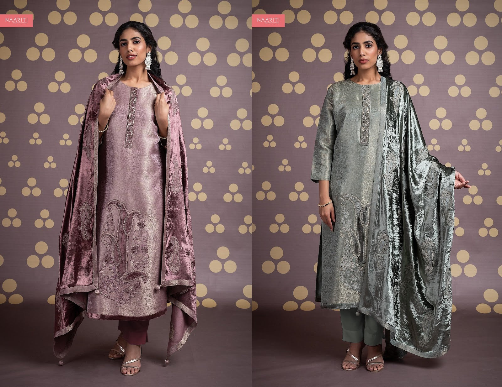 Sadira Naariti Silk Jacquard Velvet Suits Wholesaler Gujarat