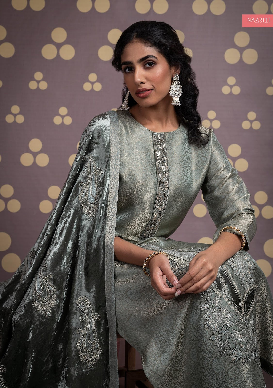 Sadira Naariti Silk Jacquard Velvet Suits Wholesaler Gujarat