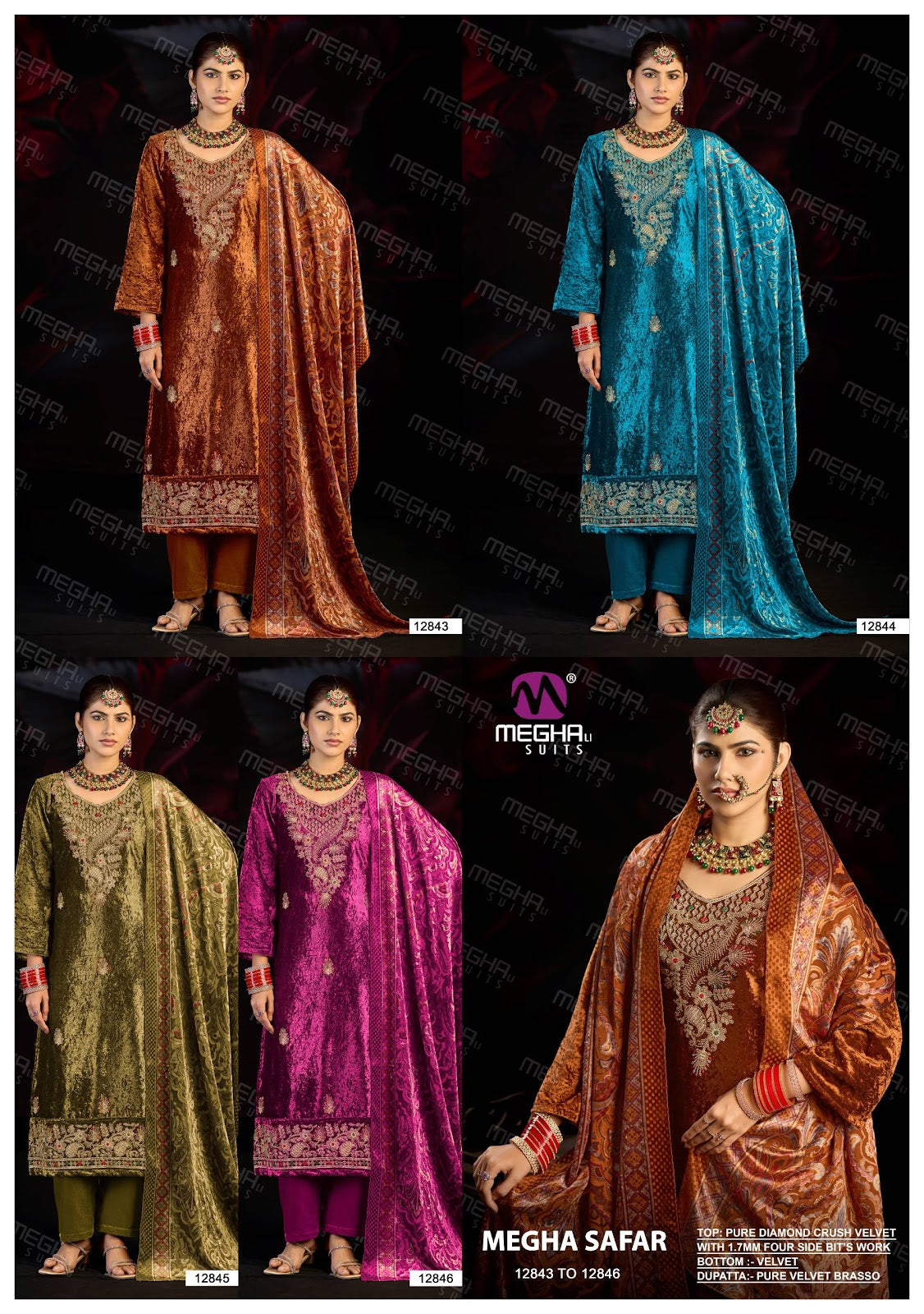 Safar Megha Crush Velvet Suits Exporter Gujarat