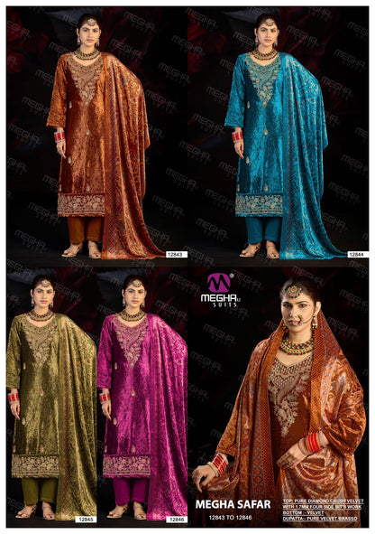 Safar Megha Crush Velvet Suits Exporter Gujarat