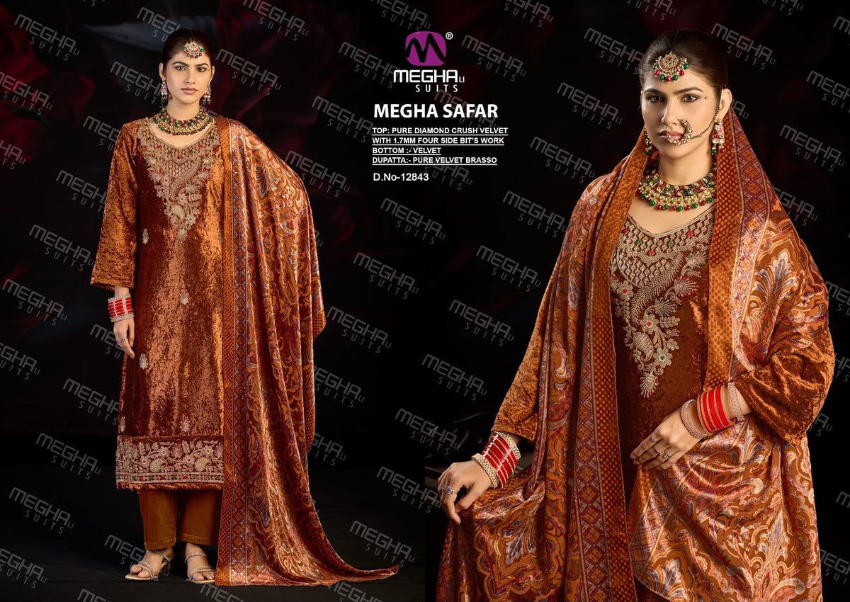 Safar Megha Crush Velvet Suits Exporter Gujarat