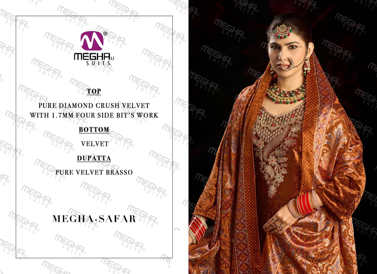 Safar Megha Crush Velvet Suits Exporter Gujarat