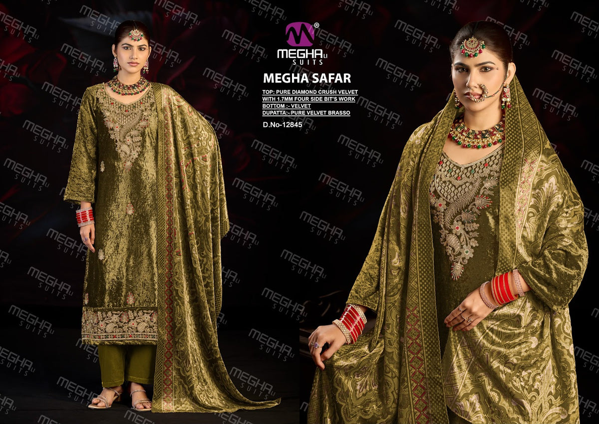 Safar Megha Crush Velvet Suits Exporter Gujarat