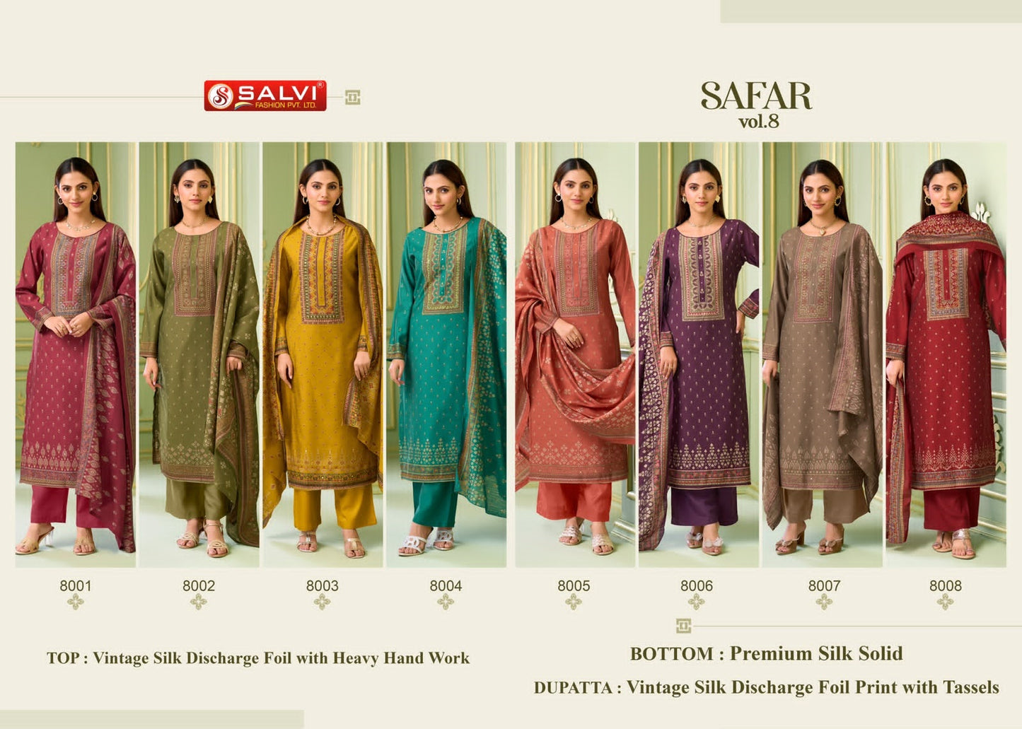 Safar Vol 8 Salvi Fashion Vintage Silk Pant Style Suits Wholesale