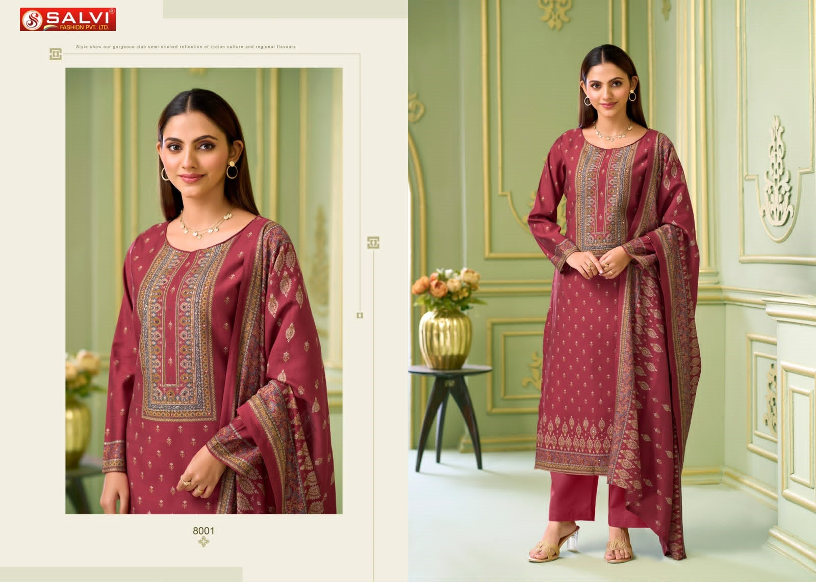 Safar Vol 8 Salvi Fashion Vintage Silk Pant Style Suits Wholesale