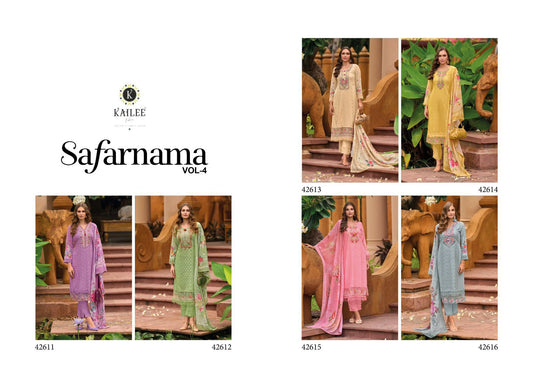 Safaranama Vol 4 Kailee Fashion Viscose Muslin Readymade Pant Style Suits
