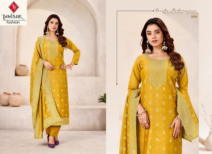 Safari Tanishk Fashion Muslin Jacquard Pant Style Suits Supplier Gujarat