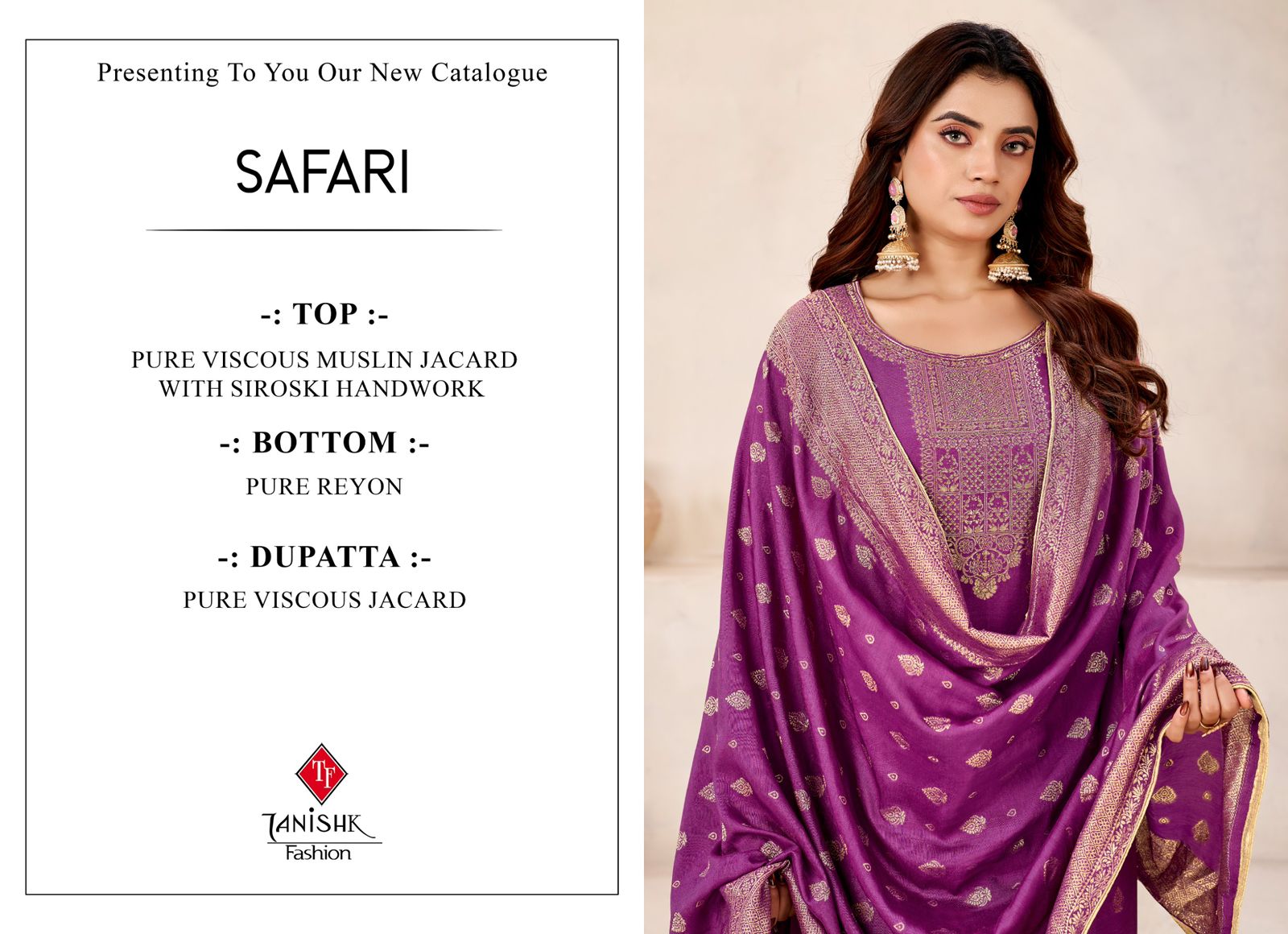Safari Tanishk Fashion Muslin Jacquard Pant Style Suits Supplier Gujarat