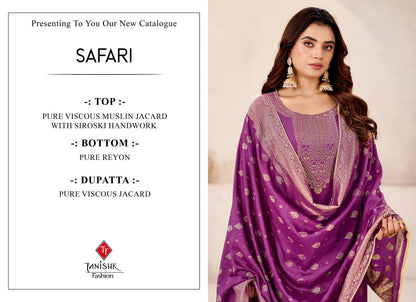 Safari Tanishk Fashion Muslin Jacquard Pant Style Suits Supplier Gujarat