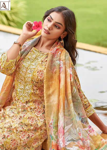 Safeena Alok Zam Cotton Karachi Salwar Suits Supplier