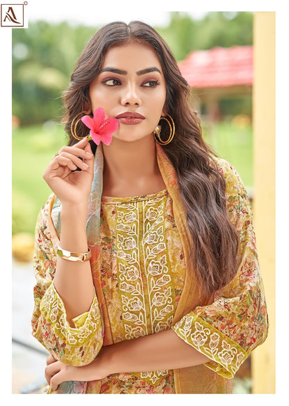 Safeena Alok Zam Cotton Karachi Salwar Suits Supplier