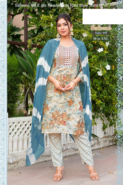 Safeena Vol 2 Jnx Rayon Readymade Pant Style Suits Wholesale Price