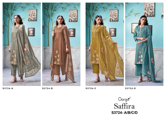 Saffira 3724 Ganga Premium Cotton Plazzo Style Suits Wholesale Price