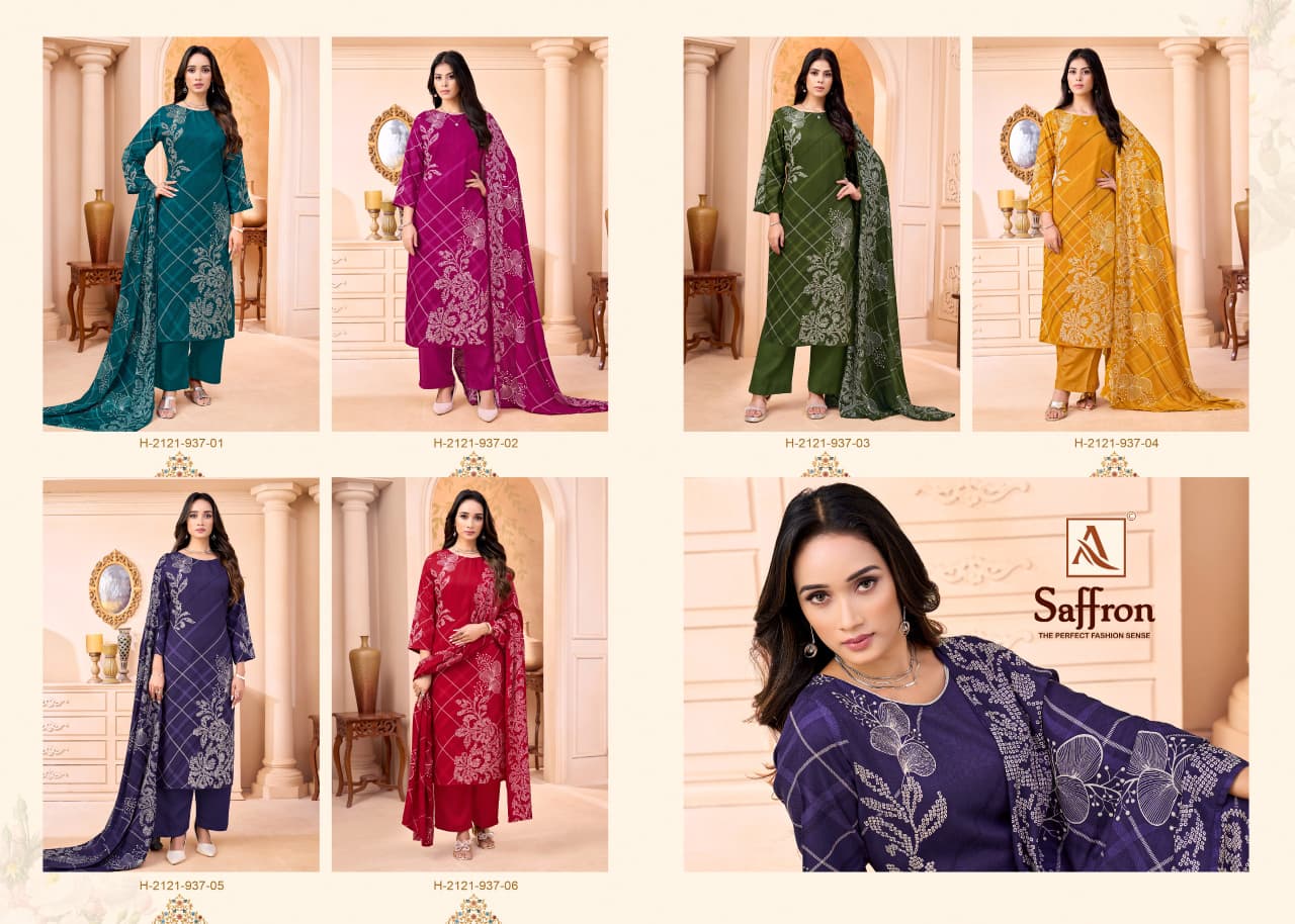 Saffron Alok Pashmina Suits Exporter Ahmedabad