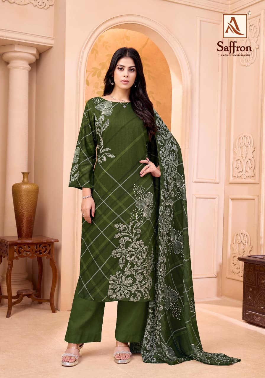 Saffron Alok Pashmina Suits Exporter Ahmedabad