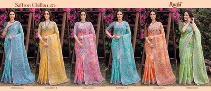 Saffron Chiffon 272 Ruchi Sarees Wholesaler