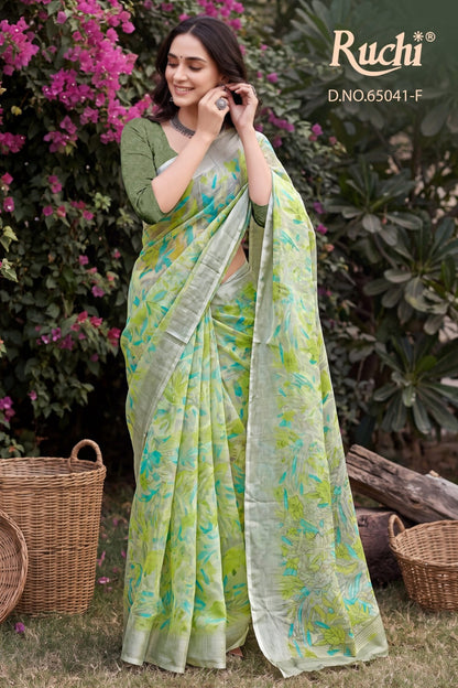 Saffron Chiffon 272 Ruchi Sarees Wholesaler