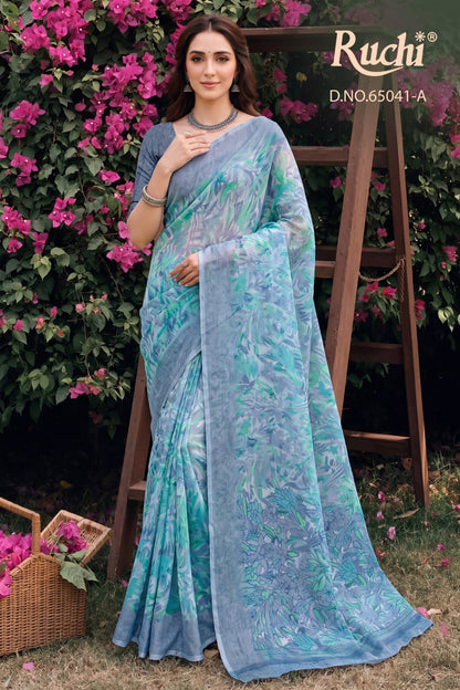 Saffron Chiffon 272 Ruchi Sarees Wholesaler