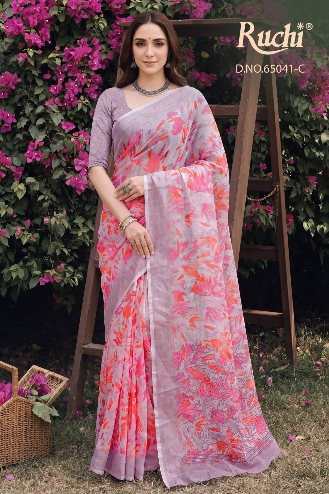 Saffron Chiffon 272 Ruchi Sarees Wholesaler