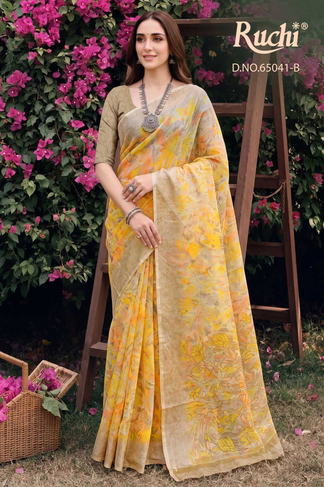 Saffron Chiffon 272 Ruchi Sarees Wholesaler