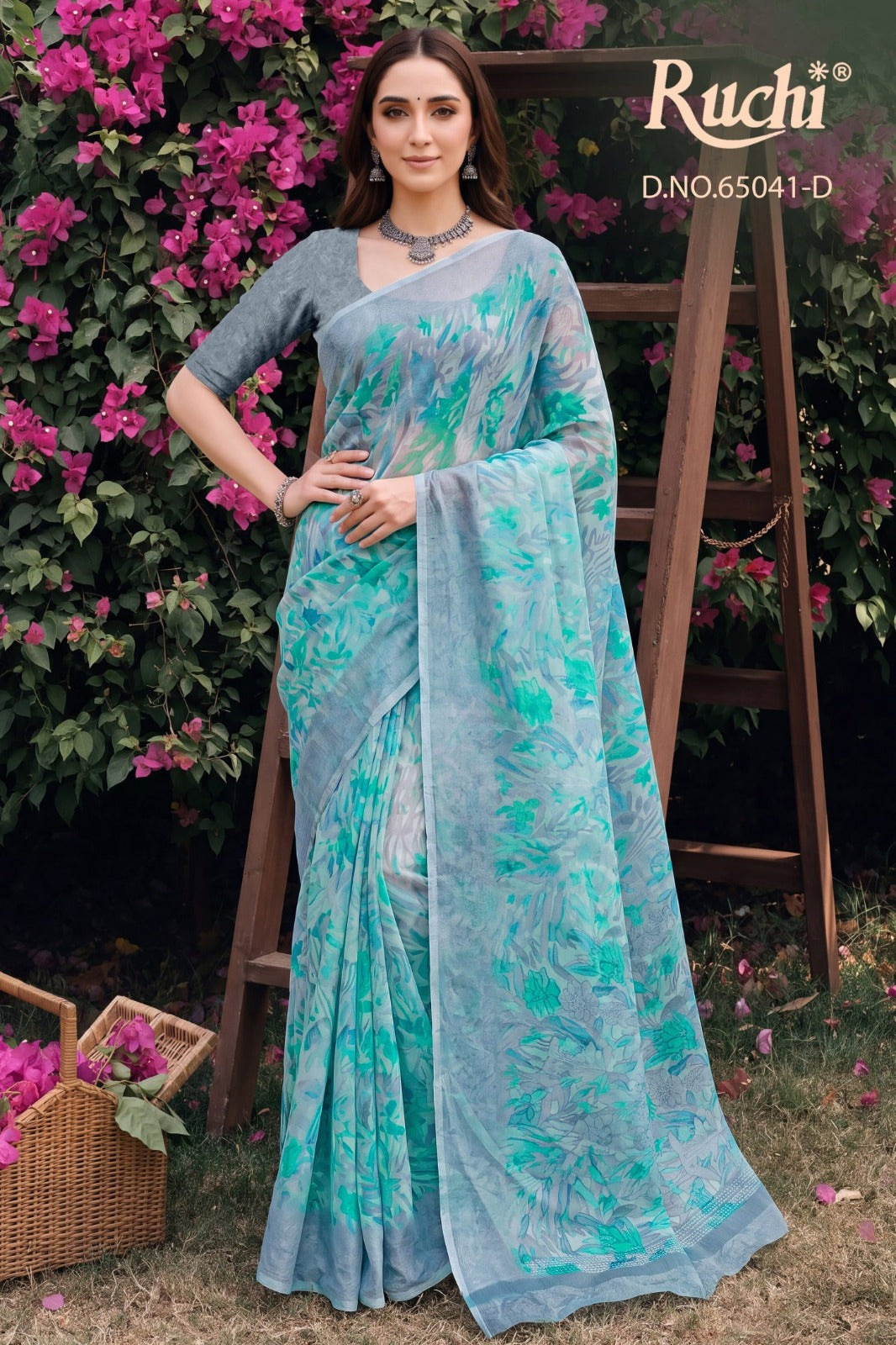 Saffron Chiffon 272 Ruchi Sarees Wholesaler