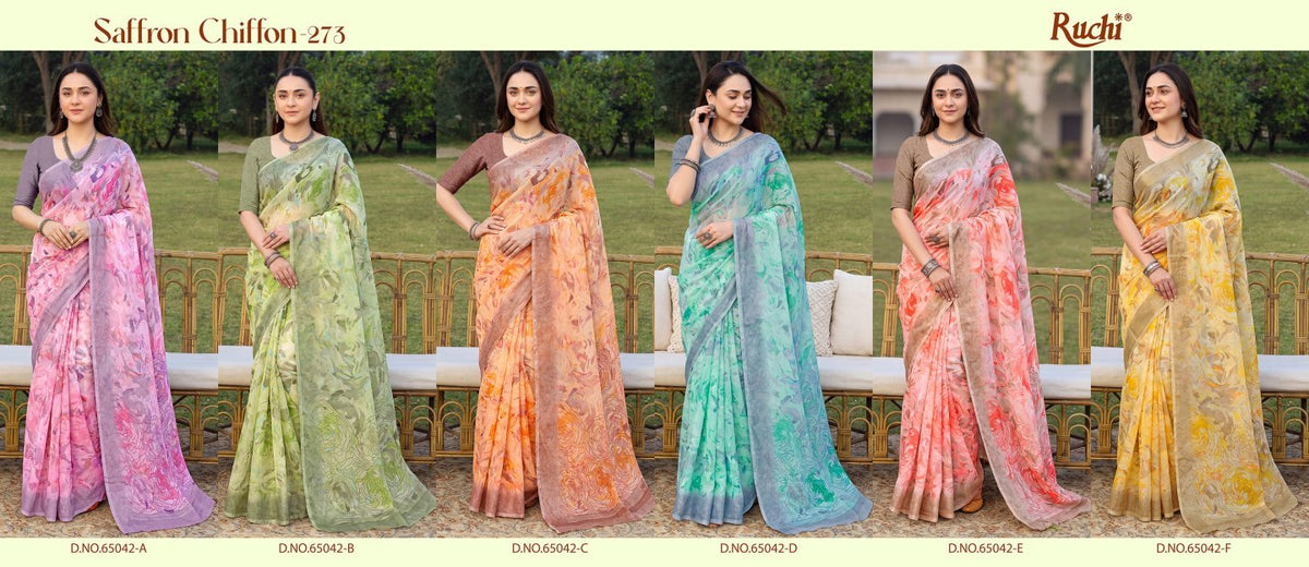 Saffron Chiffon 273 Ruchi Sarees Wholesaler India